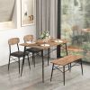 Modern 4-Piece Dining Set with Wood Top Table 2 Chairs and Bench