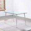 Modern 51-inch x 30-inch Glass Top Dining Table with Silver Metal Legs