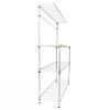 Carbon Steel Kitchen Bakers Rack with MDF Wood Shelf and Hanging Bar with Hooks