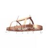 Oval Ceiling Mount Kitchen Pot Rack in Copper Finish with 2 Lights