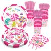 Lollipop Sweet Paper Plates Disposable Colorful Candy Party Supplies Happy Birthday Parties Festival Tableware Kit Serves 8 Guests for Kid Dinner Plat