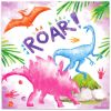 Pink Dinosaur Girl Paper Plates Party Supplie Plates and Napkins Birthday Disposable Tableware Set Party Dinnerware Serves 8 Guests for Plates, Napkin