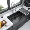 30 inch Farmhouse Kitchen Sink Gunmetal Black Apron Front 16 Gauge Stainless Steel Deep Single Bowl Kitchen Farm Sinks