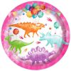 Pink Dinosaur Girl Paper Plates Party Supplie Plates and Napkins Birthday Disposable Tableware Set Party Dinnerware Serves 8 Guests for Plates, Napkin