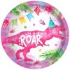 Pink Dinosaur Girl Paper Plates Party Supplie Plates and Napkins Birthday Disposable Tableware Set Party Dinnerware Serves 8 Guests for Plates, Napkin