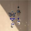 1pc Crystal Sun Catchers, Blue Butterfly Evil Eye Suncatcher Indoor Window With Prism Ball, Sunlight Rainbow Maker Good Luck Hanging Crystals Ornament