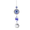 1pc Crystal Sun Catchers, Blue Butterfly Evil Eye Suncatcher Indoor Window With Prism Ball, Sunlight Rainbow Maker Good Luck Hanging Crystals Ornament