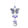 1pc Crystal Sun Catchers, Blue Butterfly Evil Eye Suncatcher Indoor Window With Prism Ball, Sunlight Rainbow Maker Good Luck Hanging Crystals Ornament