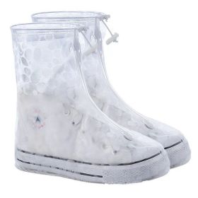 1pc Reusable Men And Women Rain Boots Cover Anti-Slip Wear-resistant Protective Cover Waterproof Layer (Color: A Polka Dot White, size: M(37-38))