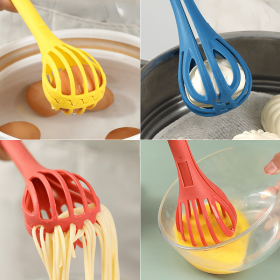 1pc; Multifunctional 3-in-1 Egg Whisk Food Holder Noodle Holder Baking Tool Egg Stirrer Manual Whisk 1 Pack 11.02''âˆšÃ³2.76'' (Color: Yellow)