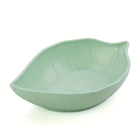 1pc Wheat Straw Leaf Shape Small Dish; Creative Snack Plate; Tableware; Vinegar Dish; Soy Sauce Dish; Bone Dish; Small Seasoning Dish (Color: Nordic Green)