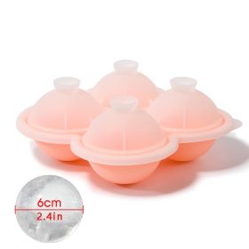 Create Perfectly Round Ice Cubes for Your Cocktails and Whiskey with this Large Silicone Ice Cube Tray! (Color: 4 ice hockey with funnel - pink)