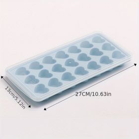 1pc Silicone Heart-shaped Ice Tray Ice Cube Mold Homemade Ice Cube Box Refrigerator Ice Maker (Color: Blue)