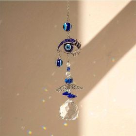 1pc Blue Butterfly Evil Eye Crystal Sun Catcher - Indoor Window Suncatcher with Prism Ball - Rainbow Maker for Good Luck and Hanging Ornament for Home (Style: Evil Eye)