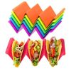 1pc/6pcs Colorful Taco Holder Stands - Premium Large Taco Tray Plates Holds Up To 3 Or 2 Tacos Each; PP Health Material Very Hard And Sturdy; Dishwash