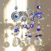 1pc Crystal Sun Catchers, Blue Butterfly Evil Eye Suncatcher Indoor Window With Prism Ball, Sunlight Rainbow Maker Good Luck Hanging Crystals Ornament