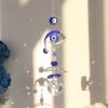 1pc Blue Butterfly Evil Eye Crystal Sun Catcher - Indoor Window Suncatcher with Prism Ball - Rainbow Maker for Good Luck and Hanging Ornament for Home