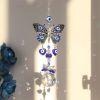 1pc Blue Butterfly Evil Eye Crystal Sun Catcher - Indoor Window Suncatcher with Prism Ball - Rainbow Maker for Good Luck and Hanging Ornament for Home