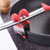 Stainless Steel Pot Spoon Holder; Anti-Scald Silicone Grip Pot Clip Holder For Spoon; Kitchenware Bowl Clip; Cooking Utensils Tools